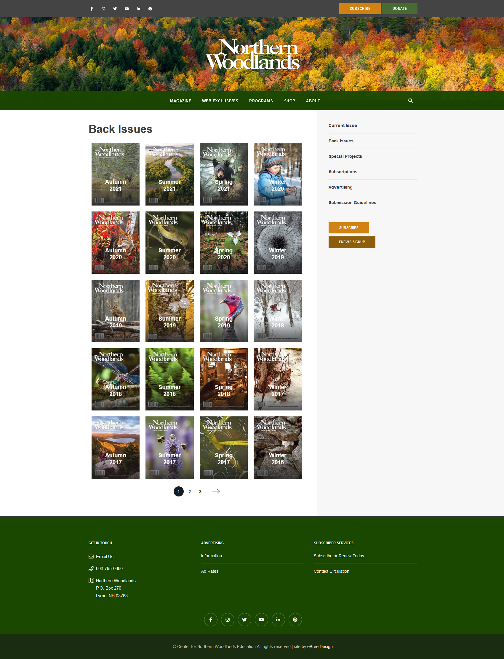 Back issues grid layout - https://northernwoodlands.org &copy; by eBree Web Design