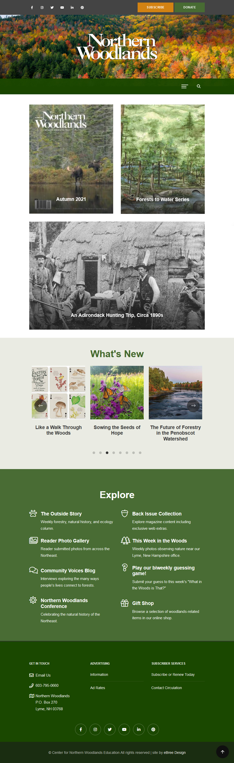 home on a tablet - https://northernwoodlands.org &copy; by eBree Web Design