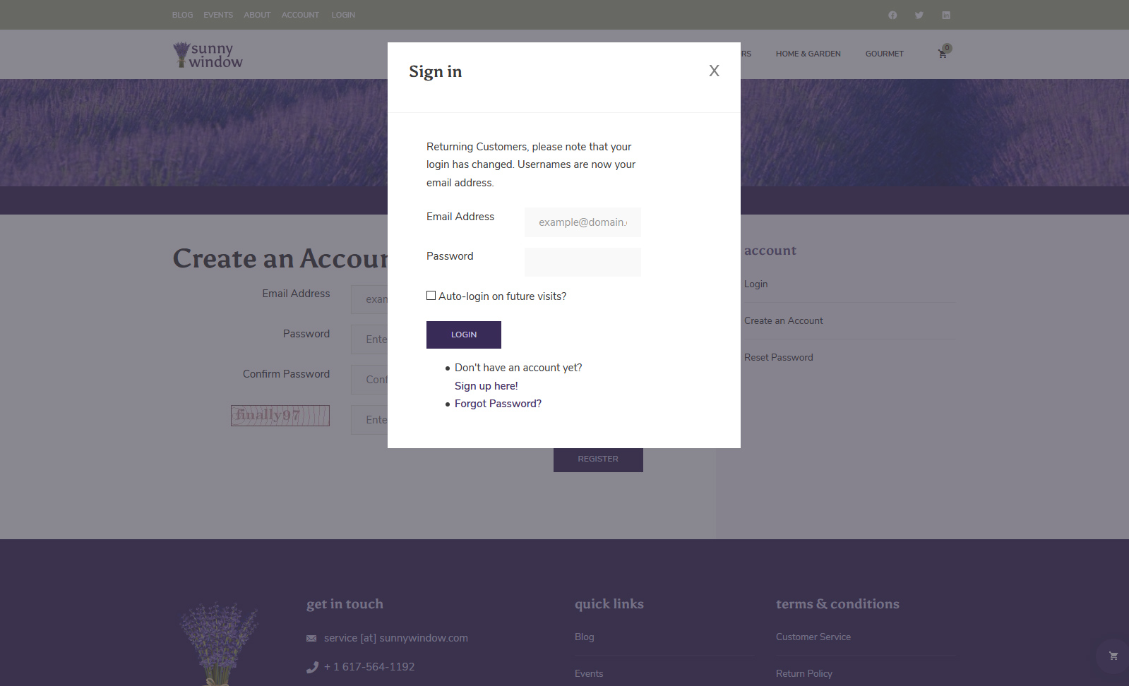 Modal overlay login - www.sunnywindow.com &copy; by eBree Web Design